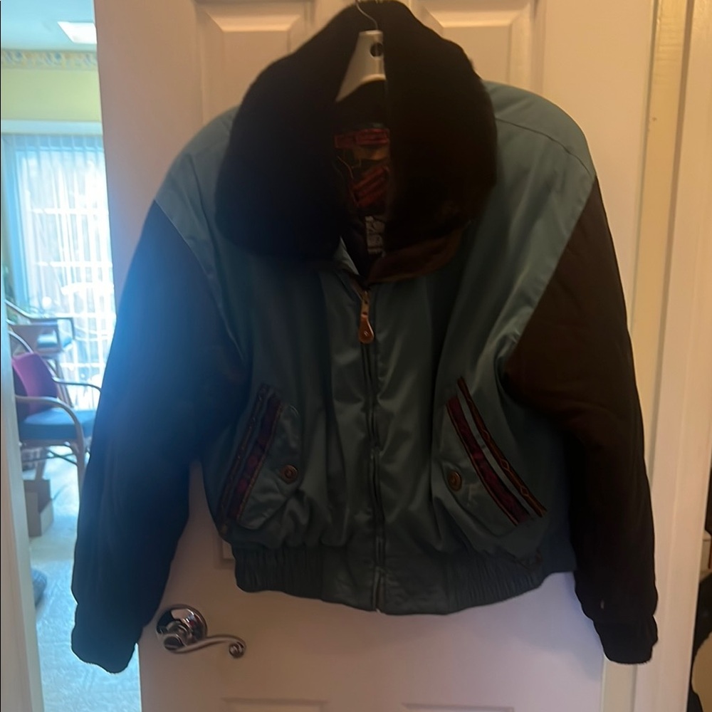 Vintage Turquoise and Black Ski Jacket